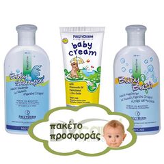 Frezyderm Baby Cream + Baby Bath + Baby Shampoo Πακέτο Προσφοράς 3 Σε 1 Κρέμα Αλλαγής Πάνας 175ml + Αφρόλουτρο 200ml + Σαμπουάν 200ml - Μητέρα & Παιδί στο Dvcare
