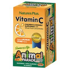 Natures Plus Animal Parade Vit C Συμπλήρωμα Διατροφής για Παιδιά και Εφήβους με Βιταμίνη C 90 μασώμενες Ταμπλέτες - Συμπληρώματα για Παιδιά στο Dvcare