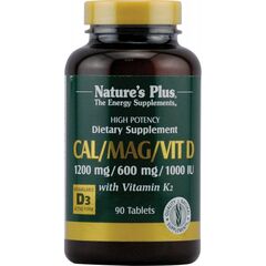 Natures Plus Cal/Mag/Vit D3 With Vitamin K2 90 Tabs - Βιταμίνες & Μέταλλα στο Dvcare