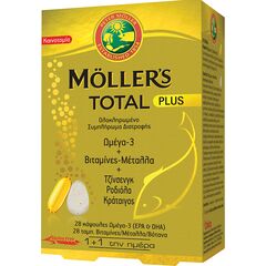 Mollers Total Plus Ολοκληρωμένο Συμπλήρωμα Διατροφής με Ωμέγα 3 Βιταμίνες και Μέταλλα 28caps + 28 tabs - Συμπληρώματα στο Dvcare