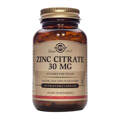 Solgar Zinc Citrate 30mg 100Vegicaps - Ενίσχυση Ανοσοποιητικού στο Dvcare