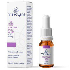 Tikun ANY TIME 5% CBD Έλαιο Κάνναβης σε Σταγόνες 500mg με 5% CBD με Γεύση Citrus 10ml - Συμπληρώματα Διατροφής στο Dvcare