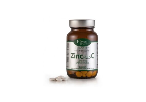 Power Health Classics Platinum Range Zinc Plus C Συμπλήρωμα Διατροφής με Ψευδάργυρο και Βιταμίνη C για το Ανοσοποιητικό 30tabs - Βιταμίνη C στο Dvcare