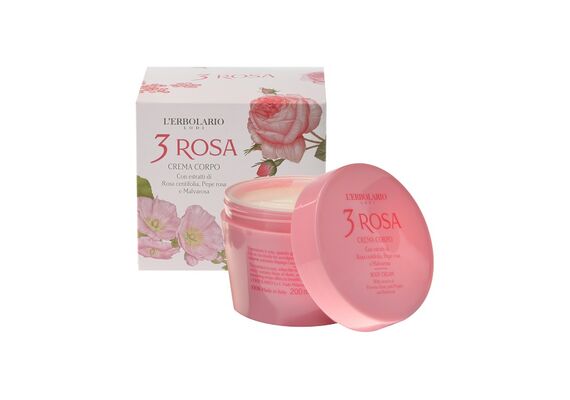 L'Erbolario 3 Rosa Crema Corpo Κρέμα Σώματος με Τριαντάφυλλο Αλθαία και Ροζ Πιπέρι 200ml - Ενυδάτωση στο Dvcare