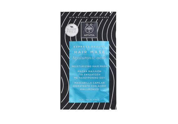 Apivita Holistic Hair Care Express Beauty Moisturizing Hair Mask Ενυδατική Μάσκα Μαλλιών με Υαλουρονικό Οξύ 20ml - Μάσκες & Ειδική Περιποίηση στο Dvcare