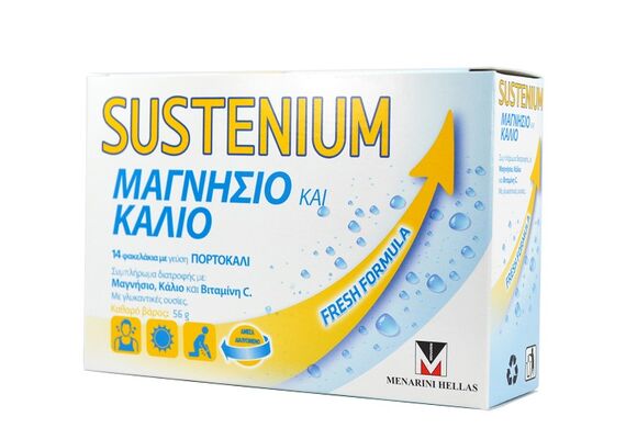 Menarini Sustenium Μαγνήσιο & Κάλιο με Γεύση Πορτοκάλι 14 φακελάκια - Συμπληρώματα στο Dvcare