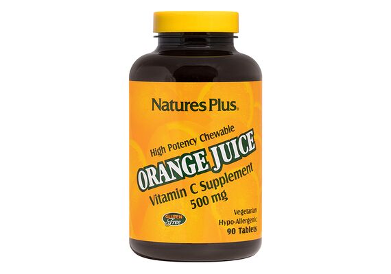 Natures Plus Orange Juice Vitamin C 500mg 90 μασώμενες ταμπλέτες - Βιταμίνη C στο Dvcare