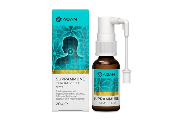 Agan Samcos Suprammune Throat Relief Προστασία και Αντιμετώπιση των Ερεθισμών του Λαιμού του Πονόλαιμου και της Βραχνάδας 20ml - Πονόλαιμος στο Dvcare