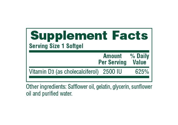 Natures Plus Vitamin D3 2500 IU 90caps - Βιταμίνη D στο Dvcare