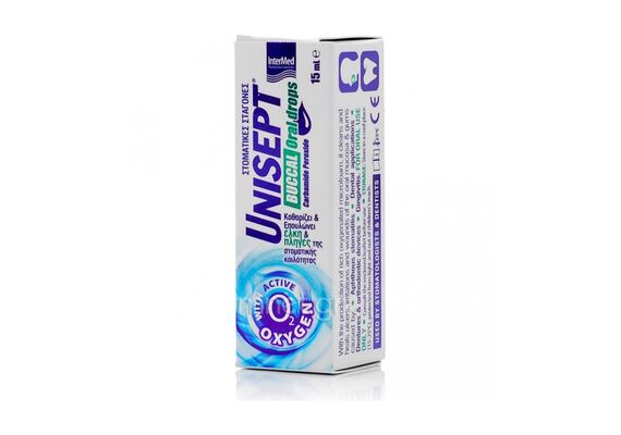 Unisept Bucal Oral Drops Στοματικες Σταγονες Που Καθαριζει & Επουλωνει Ελκη & Πληγες Της Στοματικης Κοιλοτητας Με Ενεργο Οξυγονο 15 ml - Στοματική Υγιεινή στο Dvcare