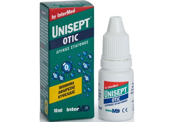 Unisept Otic Ωτικες Σταγόνες Βοήθημα Αφαίρεσης Κυψελίδας Με Ενεργό Οξυγόνο 10ml - Ανακούφιση Συμπτωμάτων στο Dvcare