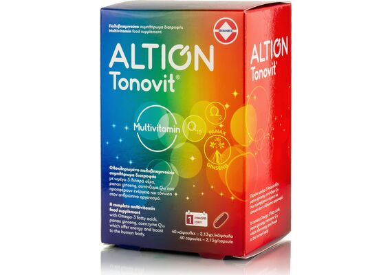 Altion Tonovit Multivitamin Με Q10, Ω3, Panax Ginseng Ολοκληρωμένο Πολυβιταμινουχο Σκεύασμα Για Την Τόνωση Του Οργανισμού 40 Caps - Ενέργεια & Τόνωση στο Dvcare