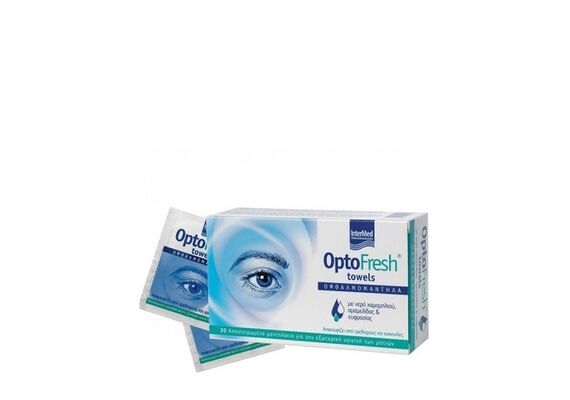 Intermed OptoFresh Towels Οφθαλμομαντηλα Μιασ Χρησης Με Απεσταγμενο Νερο Χαμομηλιου, Αμαμελιδας & Ευφρασιας 20 Τεμαχια - Κατ'οίκον φροντίδα στο Dvcare