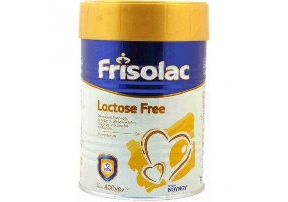 Νουνου Frisolac Lactose Free  Γάλα Ειδικής Διατροφής Σε Σκόνη Ελεύθερο Λακτόζης Για Βρέφη Με Δυσανεξία Στην Λακτόζη 400gr - Βρεφικά γάλατα στο Dvcare