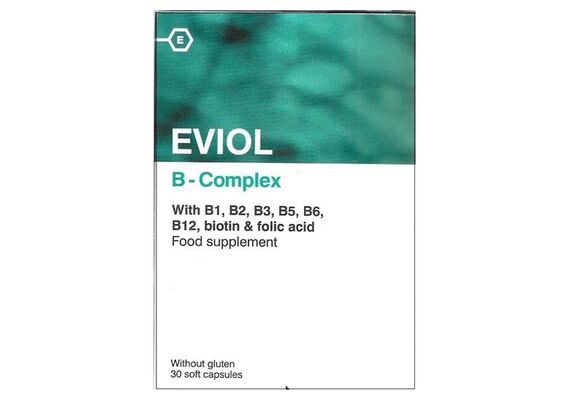 Eviol Vitamin B-Complex Με B1, B2, B3,B5, B6, B12, Βιοτινη & Φολικο Οξύ 30 Μαλακές Κάψουλες - Βιταμίνη B στο Dvcare