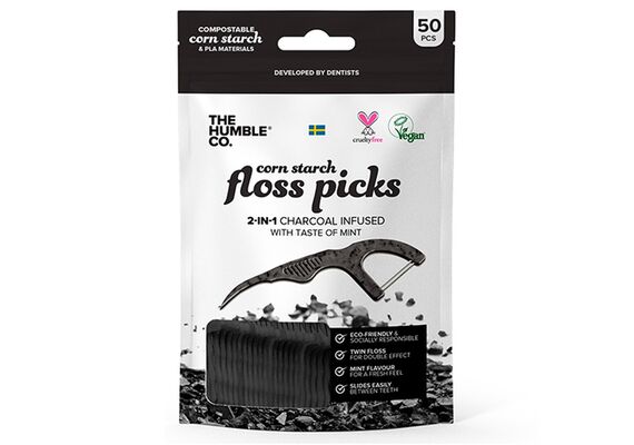 Humble Dental Charcoal Picks-Grip Handle-50pcs - Στοματική Υγιεινή στο Dvcare