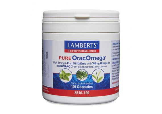 Lamberts Pure OracOmega High Strenghth Fish Oil 1200mg With 760mg Omega 3's 2500 Orac ( From Plant Extracts)  Per 2 Caps 120 caps - Συμπληρώματα στο Dvcare
