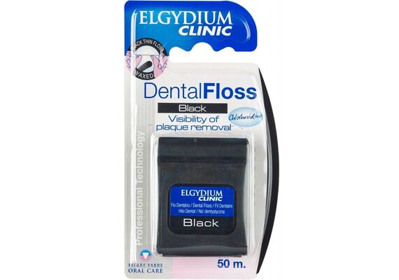Elgydium Clinic Dental Floss Black Με Chlorhexidine 50m - Στοματική Υγιεινή στο Dvcare