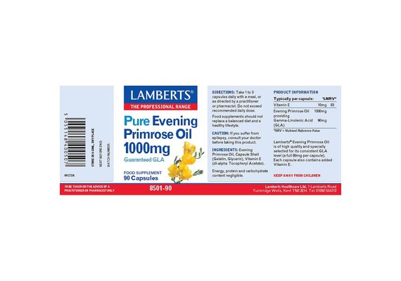 Lamberts Pure Evening Primrose Oil 1000mg Guaranteed GLA 90 Caps - Συμπληρώματα στο Dvcare