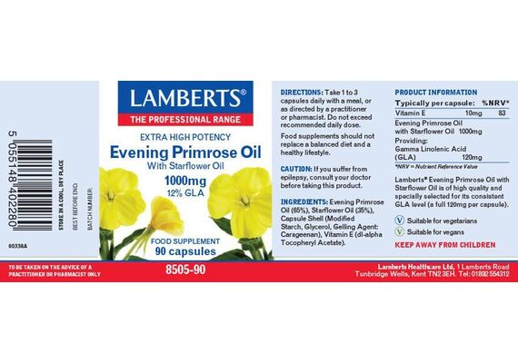 Lamberts Evening Primr,Oil+Star,Oil 1000Mg  12% GLA 90Caps - Συμπληρώματα στο Dvcare
