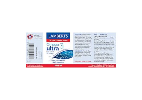 Lamberts Omega 3 Ultra Pure Fish Oil 1300mg 60 Casps - Ιχθυέλαια  στο Dvcare