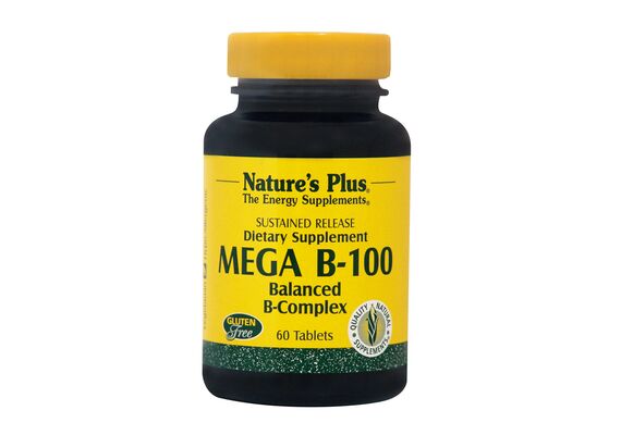Natures Plus Mega B 100 Συμπλήρωμα Διατροφής Φόρμουλα Βιταμινών B 60tabs - Βιταμίνη B στο Dvcare