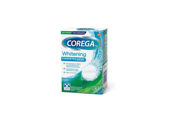 Corega Whitening Καθαριστικά Δισκια Για Οδοντοστοιχίες 36 tabs - Στοματική Υγιεινή στο Dvcare