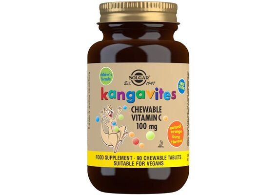 Solgar Kangavites Chewable Vitamine C 100mg Natural Orange Burst Flavour 90 Tablets - Βιταμίνη C στο Dvcare
