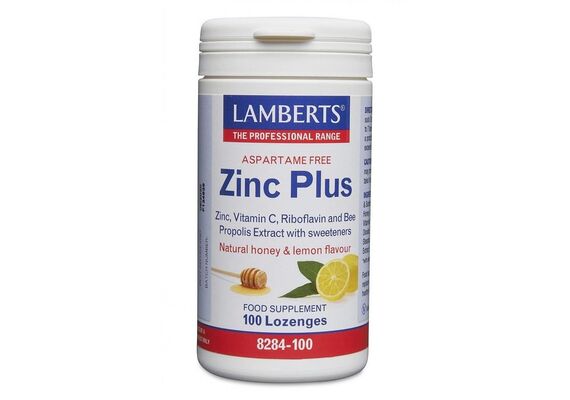 Lamberts Zinc Plus Asprtame Free Natural Honey & Lemon Flavor 100 Lozenges - Βιταμίνες & Μέταλλα στο Dvcare