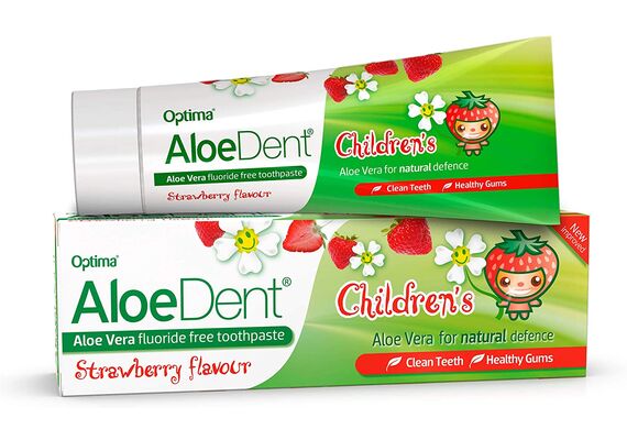 Optima AloeDent Childrens Aloe Vera Fluoride Free ToothPaste Strawberry Flavor 50ml - Οδοντόκρεμες  στο Dvcare