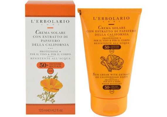 L'erbolario Sun Cream With Extract Of Californian Poppy Protection + For Face & Body Water-Resistant 50+ Very High Protection UVA 125ml - Αντηλιακή Προστασία στο Dvcare