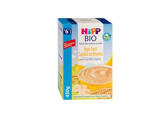 Hipp Bio Κρεμα Δημητριακών Με Γαλα Φαριν Λακτε Σιμιγδαλι Και Μπανάνα Χωρίς Προσθήκη Ζάχαρης 450 gr - Βρεφικές Τροφές στο Dvcare