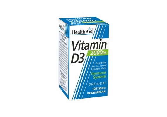 Health Aid Vitamin D3 2000iu 120 tabs Vegetearian - Βιταμίνη D στο Dvcare