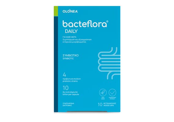 Olonea BacteFlora Daily Συνδυασμός Προβιοτικών και Πρεβιοτικού για την Υγεία & την ομαλή λειτουργία του Εντέρου 10caps - Συμπληρώματα στο Dvcare