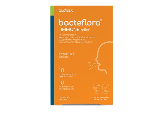 Olonea Bacteflora Relief με Προβιοτικά και Πρεβιοτικά για Μείωση των Συμπτωμάτων Κρυολογήματος 10caps - Ανακούφιση Συμπτωμάτων στο Dvcare