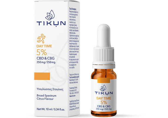 Tikun DAY TIME 5% (CBD & CBG) Έλαιο Κάνναβης σε Σταγόνες με Γεύση Citrus 10ml - Συμπληρώματα Διατροφής στο Dvcare