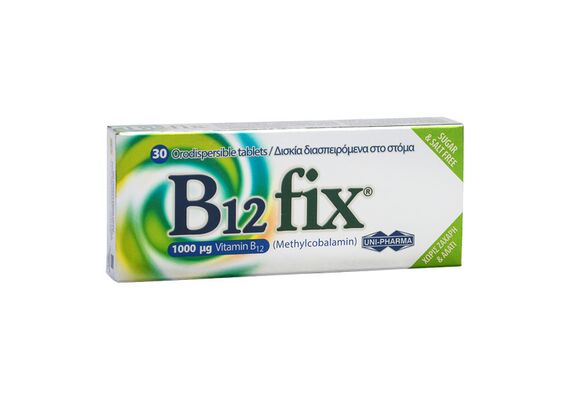 Uni-Pharma B12 fix 1000μg Βιταμίνη για Ενέργεια 1000mcg 30 ταμπλέτες - Συμπληρώματα στο Dvcare