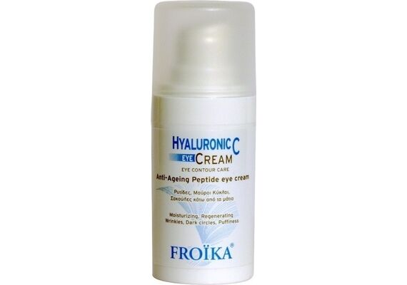 Froika Hyaluronic C Ενυδατική & Αντιγηραντική Κρέμα Ματιών κατά των Μαύρων Κύκλων για Λάμψη με Υαλουρονικό Οξύ & Βιταμίνη C για Ώριμες Επιδερμίδες 15ml - Αντηλιακή Προστασία στο Dvcare