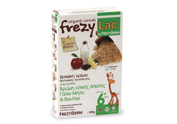 Frezyderm Frezylac Bio Cereal Βρώμη Γάλα Μήλο Βανίλια 200 gr - Βρεφικές κρέμες στο Dvcare