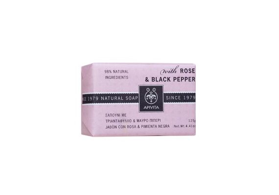 Apivita Σαπούνι με Τριαντάφυλλο & Μαύρο Πιπέρι 125gr - Σαπούνια στο Dvcare