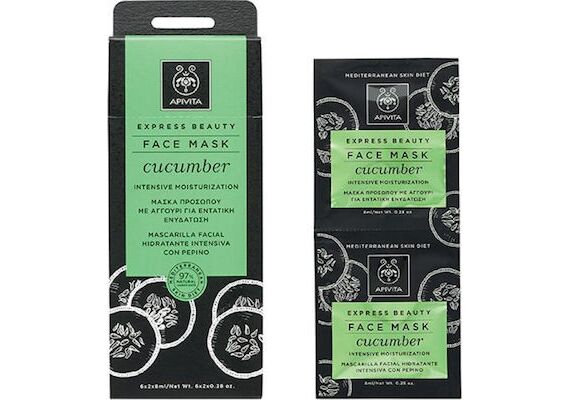 Apivita Express Beauty Μάσκα Εντατικής Ενυδάτωσης με Αγγούρι 2x8ml - Μάσκες Ομορφιάς στο Dvcare
